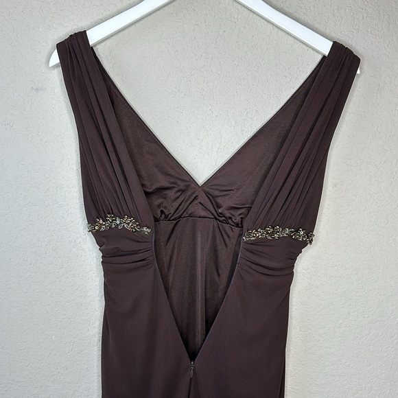 David Meister Brown Beaded Bodice Midi Dress Size 2 - Picture 8 of 15